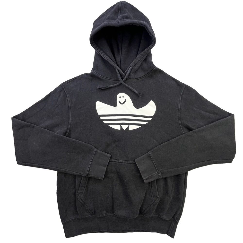 Adidas Shmoofoil Ghost Trefoil Hoodie Small Black Skateboarding Pullover